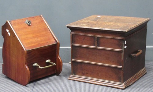 Lot 685 - Oak coal box with lift lid (37cm H x 34cm x...