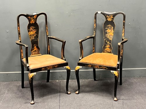 Lot 735 - Pair late 19th century armchairs in the Queen...
