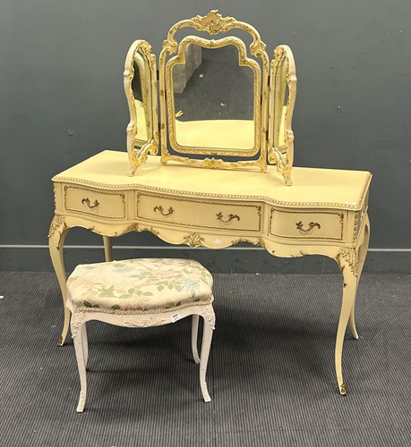 Lot 815 - A white painted dressing table 75 x 122 x 51cm...