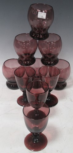 Lot 111 - A quantity of amethyst drinking glasses, other...