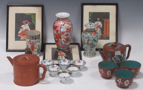 Lot 107 - An Oriental terracotta teapot & other Chinese...