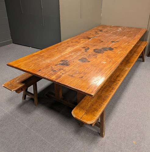 Lot 782 - A mid 20th century teak or hardwood trestle...