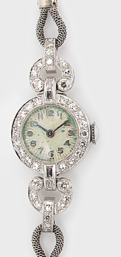 Lot 428 - Unsigned - A diamond set cocktail watch with a later 9ct gold bracelet