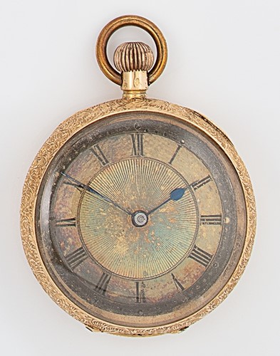 Lot 312 - Unsigned - A Swiss 18ct gold open faced pocket watch