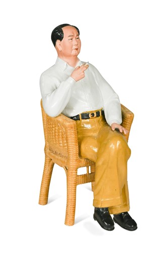 Lot 54 - A Chinese porcelain seated figure of Chairman Mao