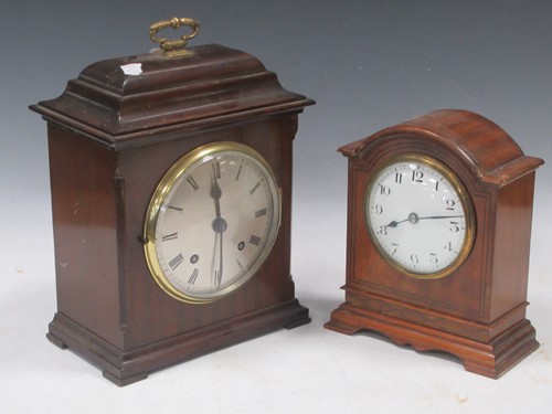 Lot 64 - Two mantel clocks, one in mahogany case with...