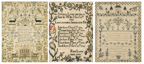 Lot 711 - A collection of eight needlework samplers, 19th century