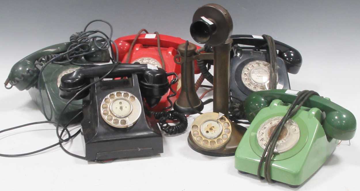 Lot 143 - Vintage candlestick telephone handset, a black...