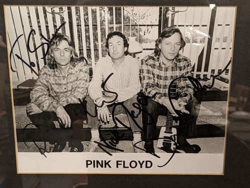 Lot 521 - A framed Pink Floyd signed and dedicated...