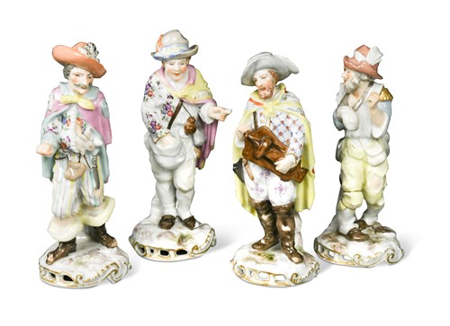 Lot 642 - A group of four continental porcelain figurines