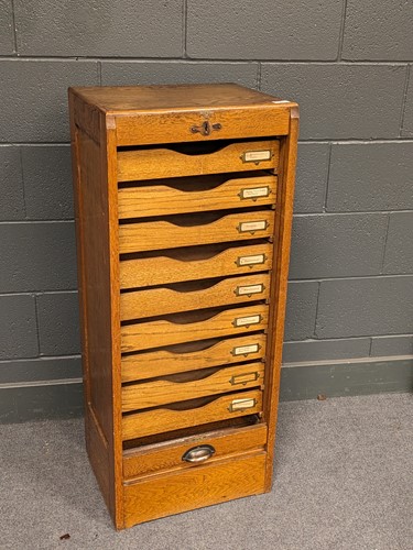 Lot 774 - A Bell Barn Furniture narrow oak tambour...