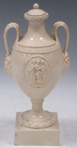 Lot 30 - A Wedgwood and Bentley creamware vase and...