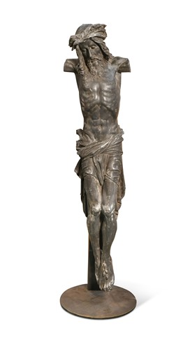 Lot 431 - A lead model of the Crucifixion, possibly Southern German, late 17th century