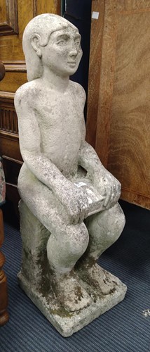 Lot 479A - Carved limestone seated figure, 17th century...