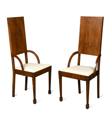 Lot 143 - A pair of Austrian Art Nouveau high-back side chairs