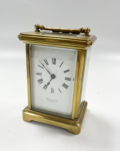 Lot 237 - A brass carriage timepiece, retailed by Reed &...