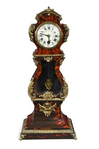 Lot 392 - A faux tortoiseshell miniature longcase timepiece, late 19th century