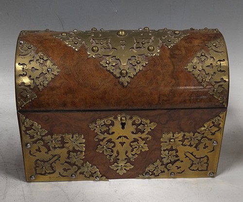 Lot 247 - A Victorian brass mounted burr walnut dome...