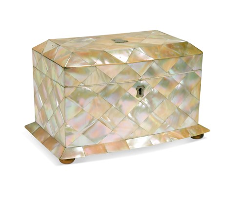 Lot 642 - A late Regency mother-of-pearl tea caddy, circa 1835