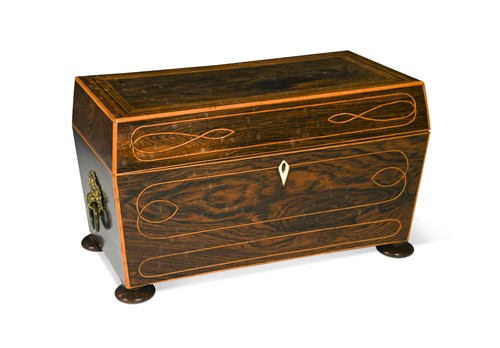 Lot 636 - A rosewood sarcophagus tea caddy, 19th century