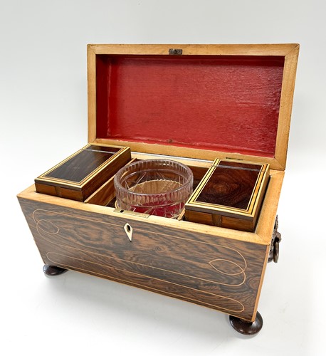 Lot 636 - A rosewood sarcophagus tea caddy, 19th century