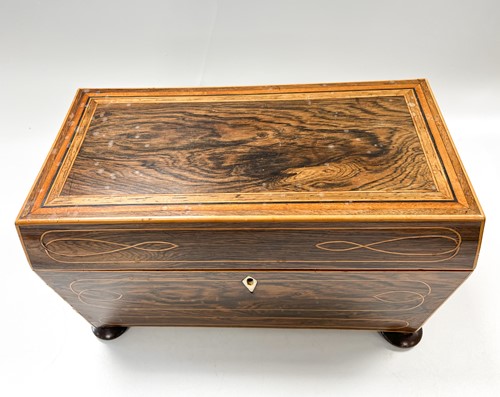 Lot 636 - A rosewood sarcophagus tea caddy, 19th century