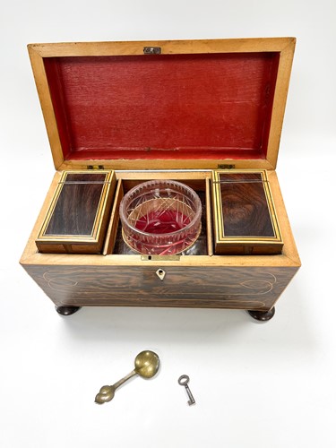 Lot 636 - A rosewood sarcophagus tea caddy, 19th century