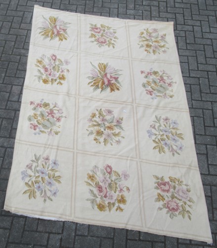 Lot 834 - An English needlepoint cream ground colour 250...