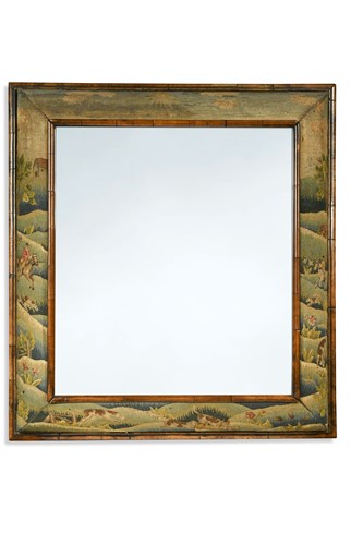 Lot 421 - A William and Mary style walnut and needlework mirror, circa 1920