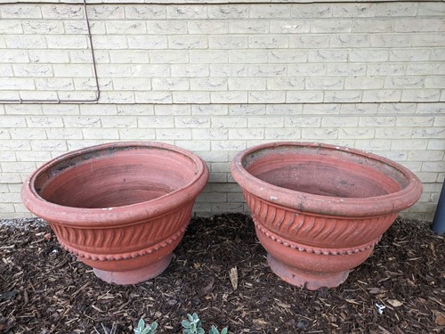 Lot 824 - A pair of terracotta planters 60 x 90cm (one...