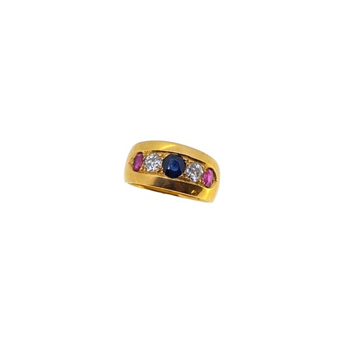 Lot 139 - A sapphire, diamond and ruby dress ring