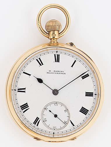 Lot 344 - Harriet Samuel, Manchester – An 18ct gold open faced pocket watch