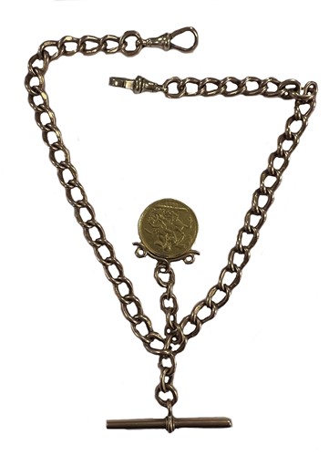 Lot 327 - A Victorian 9ct gold ‘Albert’ watch chain with attachment