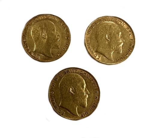 Lot 512 - A trio of Edward VII half sovereigns