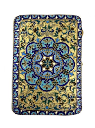 Lot 472 - A late 19th century Russian metalwares silver and enamel pocket cigarette case