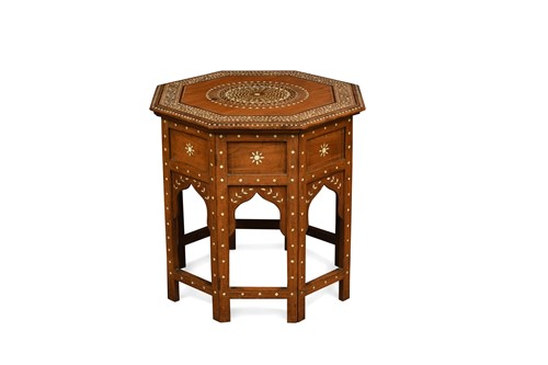 Lot 697 - A Hoshiapur octagonal table with bone inlay, early 20th century