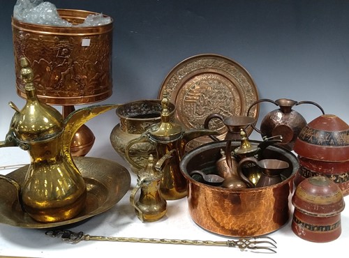 Lot 187 - A quantity of Eastern brass and copper metal...