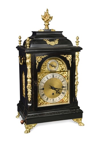 Lot 369 - An ebonised and gilt metal mounted bracket clock, late 19th century