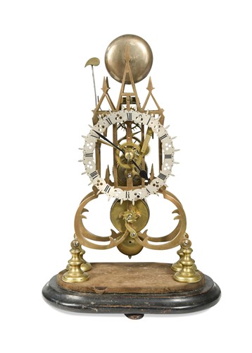 Lot 361 - A brass skeleton clock, 19th century