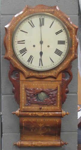 Lot 183 - A 19th century inlaid drop dial wall clock