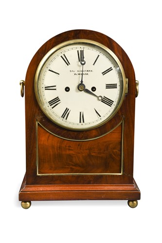 Lot 406 - A mahogany dome top mantel clock, 19th century