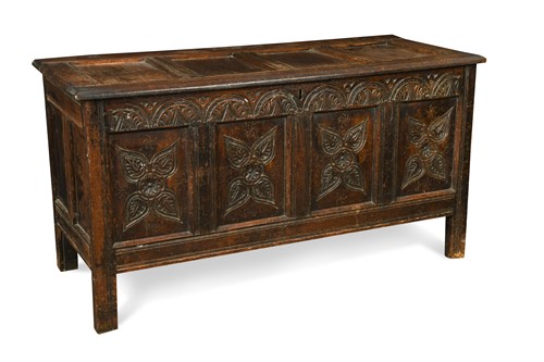 Lot 409 - An oak coffer chest, 17th century