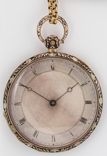 Lot 329 - Unsigned - An early 19th century French metalwares 18ct gold slim cased open faced pocket watch