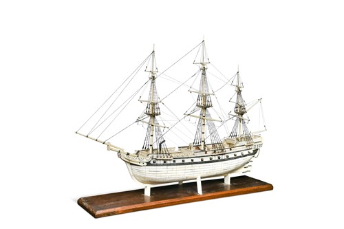 Lot 679 - A Prisoner of War style bone model of a 32 gun ship, modern