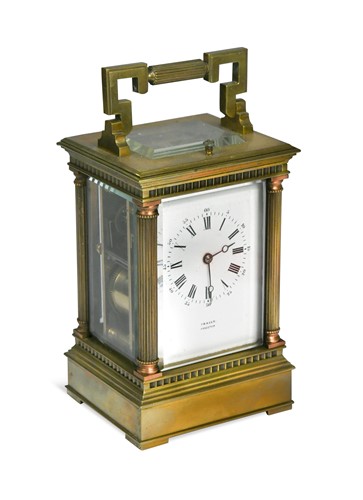 Lot 362 - A French brass repeating carriage clock, early 20th century