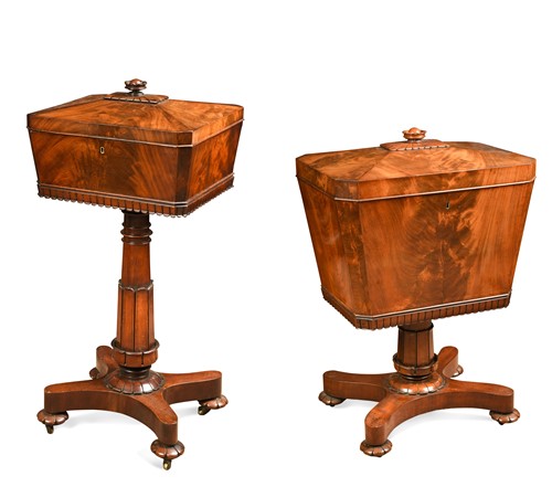Lot 707 - A William IV mahogany cellarette and teapoy en suite