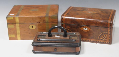 Lot 44 - A Victorian brass bound walnut writing box 50...