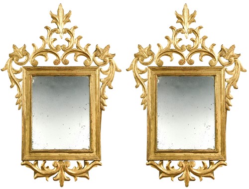 Lot 424 - A pair of Continental carved gilt frame wall mirrors, 19th century