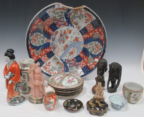 Lot 208 - A Canton teapot and cover together with six...