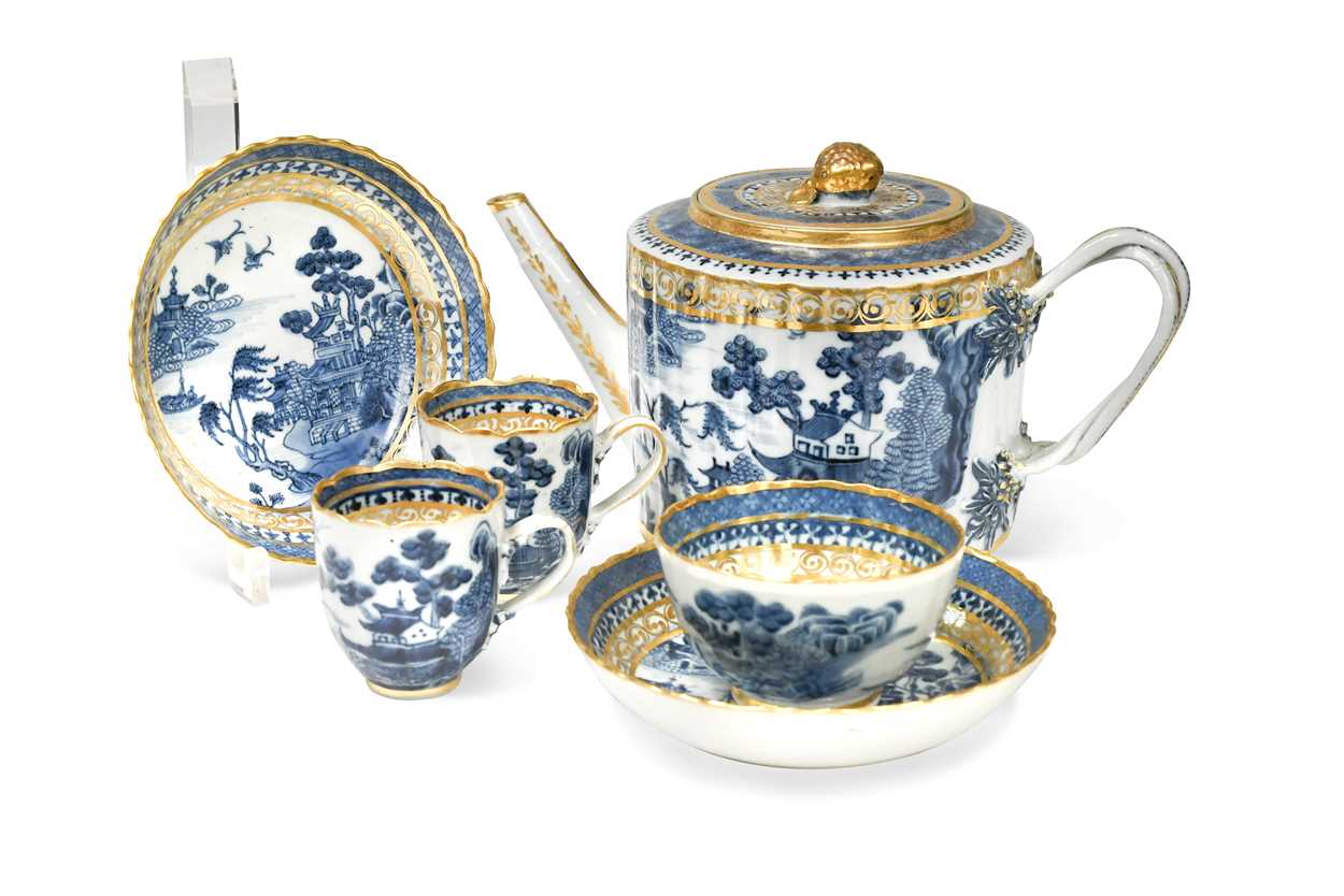 Lot 12 - A Chinese export blue and white porcelain part tea and coffee service, Qing Dynasty, circa 1780